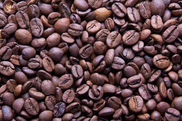 brown roasted coffee beans, background texture