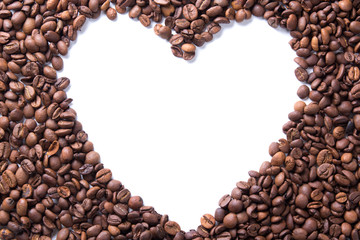 coffee beans in the shape of a heart
