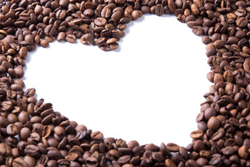 coffee beans in the shape of a heart