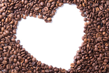 coffee beans in the shape of a heart