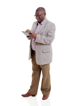 African American Old Man Using Tablet Computer