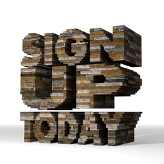Illustration of a strong folder sign  built out of stones