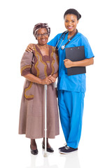 african nurse and senior patient