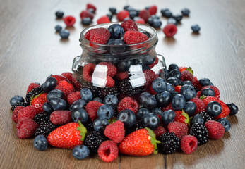 Berries in a glass jar