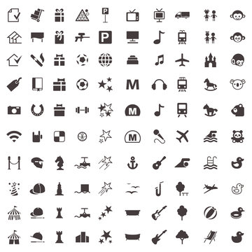 vector icons of games and entertainment