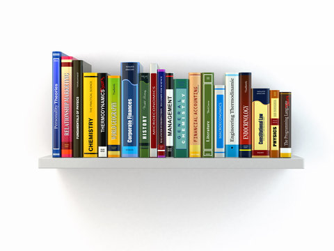 Concept of learning. Books on the shelf.