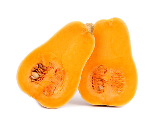 Two half of fresh pumpkin.