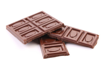 Chocolate bars isolated on white background