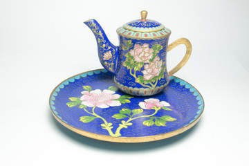 Chinese Cloisonne tea set with tea pot