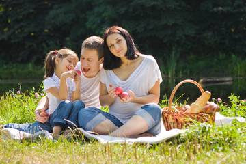 Fototapeta premium Family picnic with apples