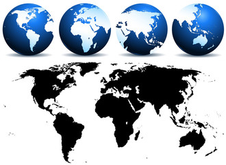 Fototapeta na wymiar continents on the world map