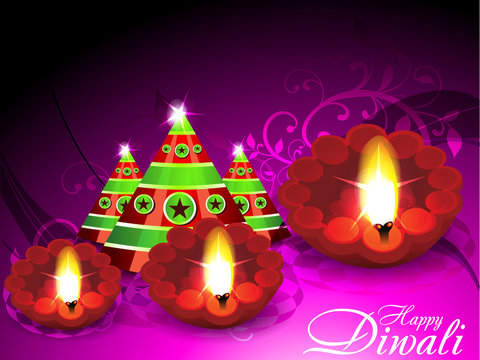 Diwali Greeting Card With Cracker