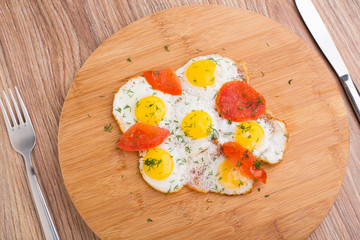 Fried quail eggs