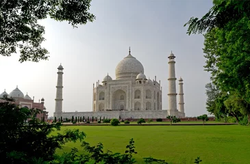 Foto op Plexiglas Unusual view of Taj Mahal through the trees © mino21