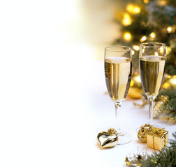 Glasses with champagne for new year celebration