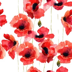 Deurstickers Klaprozen Gestileerde Poppy bloemen illustratie
