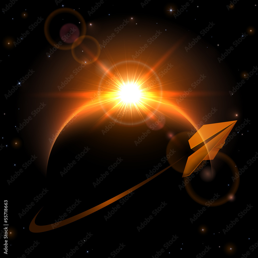 Canvas Prints space eclipse and plane