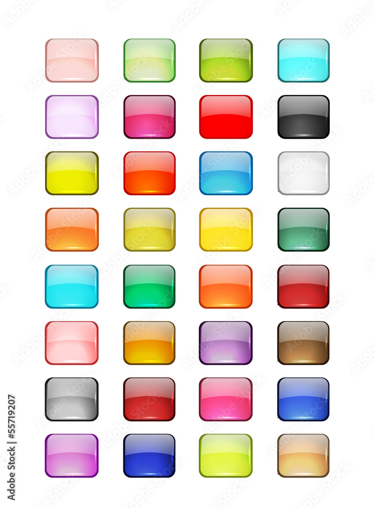 Poster set of glossy button icons for your design