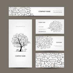Fototapeta na wymiar Business cards collection with frames tree design
