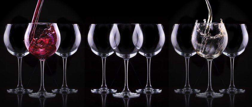 Elegant wine glass in black background