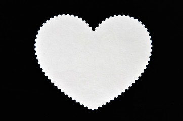 The reverse side of heart-shaped stamp