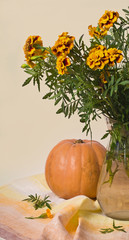 autumn bouquet and pumpkin