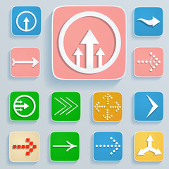 Set of different white arrows