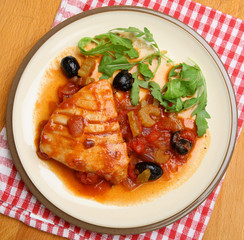 Tuna Steak Poached in Tomato Sauce