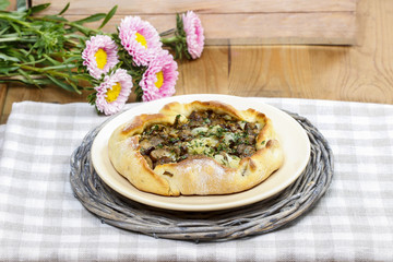 Mushrooms galette, selective focus