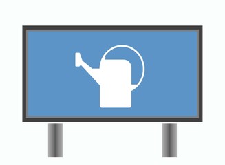 Arrosoir dans un panneau d'affichage publicitaire