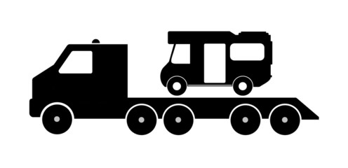 Camping-car dans un camion de dépannage