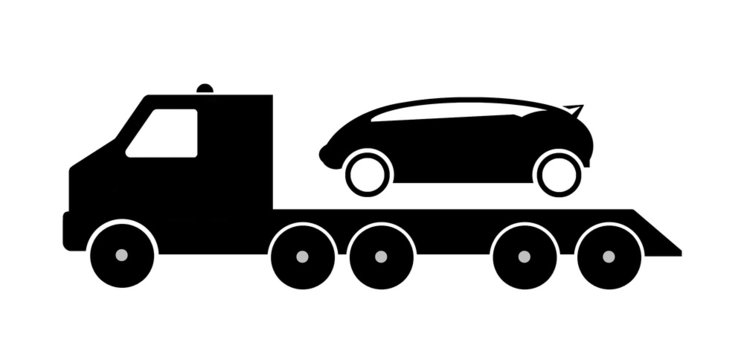 Voiture dans un camion de d&eacute;pannage