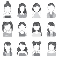 Silhouette women makeup and fashion icon collection set