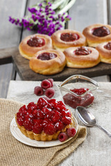 Raspberry tart. Selective focus