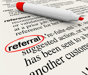 Referral Dictionary Definition Word Circled