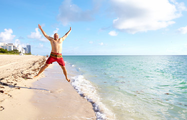 Happy man on Miami beach.