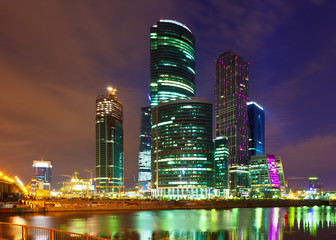 Fototapeta na wymiar IBC in night. Moscow
