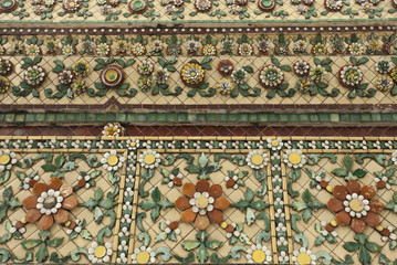 Thai pagoda, flower details of China porcelain decorated pagoda