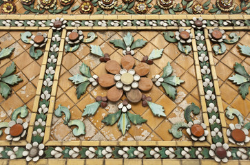 Thai pagoda, flower details of porcelain decorated on pagoda