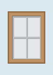 Wooden closed window. Vector illustration