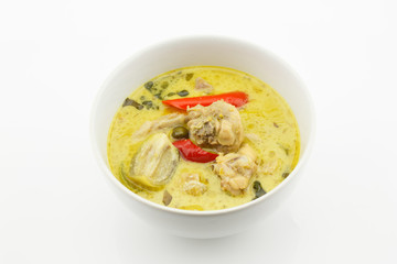 Green Curry with Chicken isolated on white background