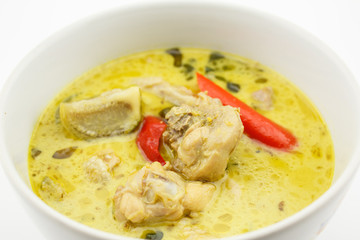 Green Curry with Chicken isolated on white background