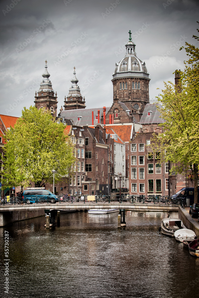 Wall mural City of Amsterdam in Netherlands