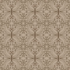 Seamless pattern with leaves and curls. Classic wallpaper