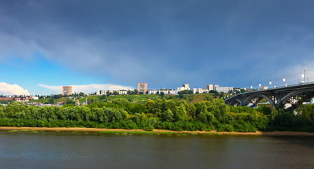 Fototapeta na wymiar View of Nizhny Novgorod with Kanavinsky Bridge