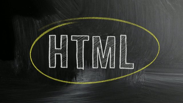 html sign written with chalk on blackboard