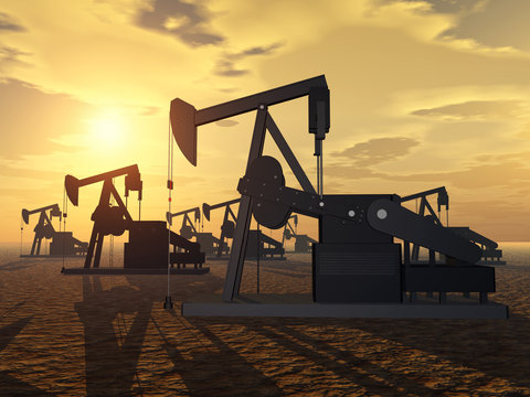 Ölpumpen vor einem Sonnenuntergang