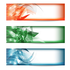 set of three colored banners