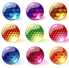 Glossy transparent spheres. Vector.