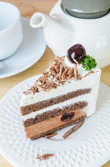 Chocolate cake with black cherry